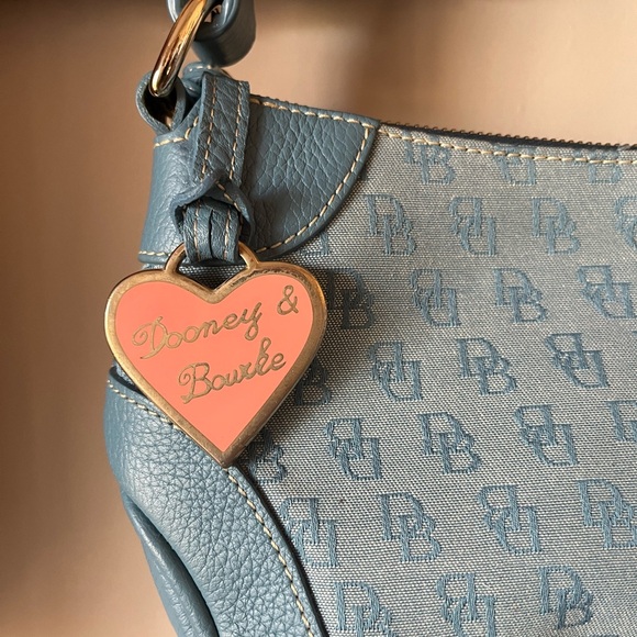 Vintage Dooney Bourke Signature Initials Blue Y2K 90s Shoulder Bag Purse - Picture 3 of 10